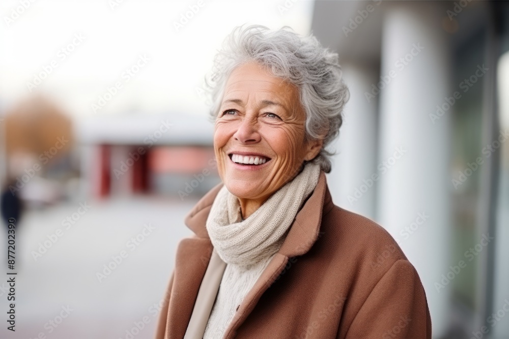 Portrait of a happy senior woman in the street, looking at camera Portrait of a happy senior woman in the street, looking at camera