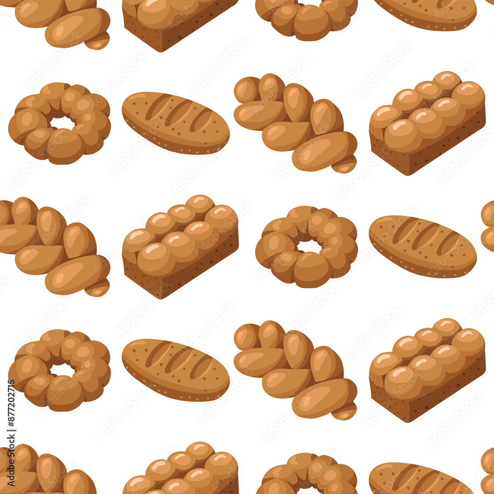 pattern of colored baking drawings, a natural illustration. Natural color scheme. Delicious bread pastries from different types of bakery products. Suitable for baking in cafes, bakeries. range pattern of colored baking drawings, a natural illustration. Natural color scheme. Delicious bread pastries from different types of bakery products. Suitable for baking in cafes, bakeries. range