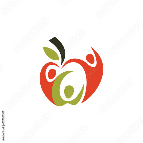 Icon for logo of family forming an apple design template