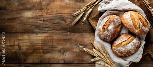 Top view of fresh bread wit...