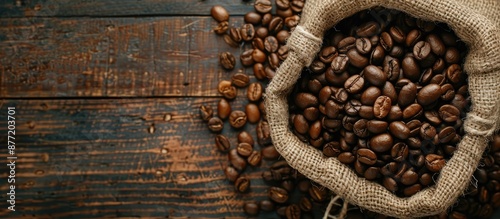 Roasted coffee beans in a b...