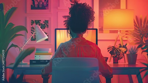Remote worker adjusting lighting for a video call, representing the importance of a professional appearance