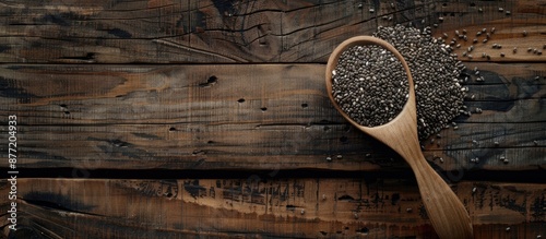 Spoon holding chia seeds ag...