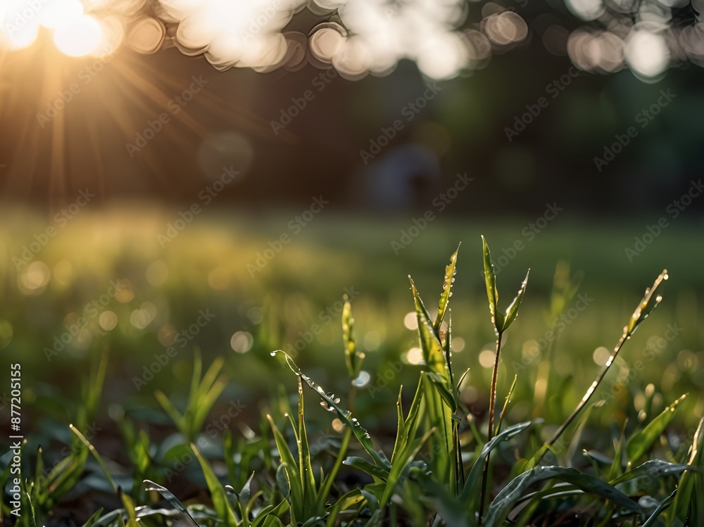 Naklejka premium grass and sun