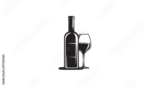 Wine bottle with wineglass black logo