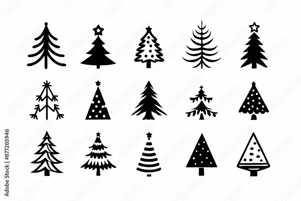 Obraz premium Christmas Tree Vector Bundle, Christmas tree icon