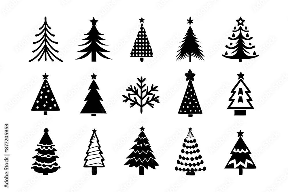 Obraz premium Christmas Tree Vector Bundle, Christmas tree icon