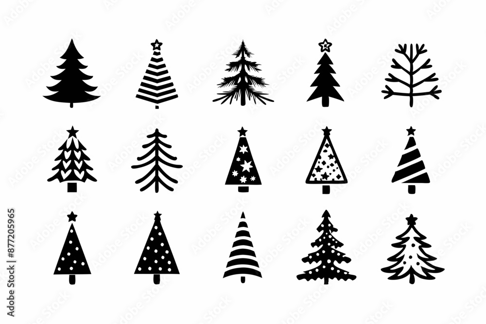 Obraz premium Christmas Tree Vector Bundle, Christmas tree icon