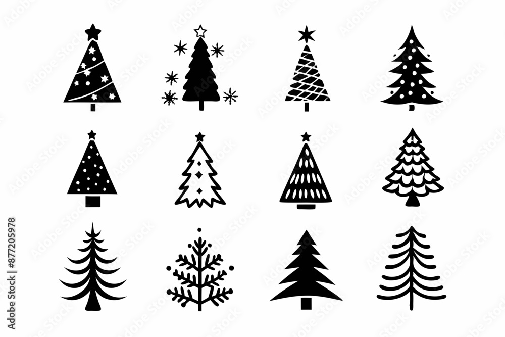 Obraz premium Christmas Tree Vector Bundle, Christmas tree icon