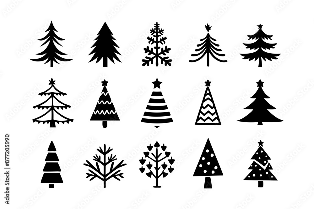 Obraz premium Christmas Tree Vector Bundle, Christmas tree icon