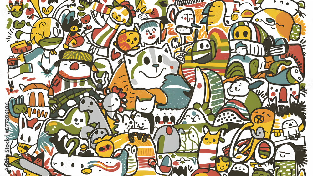 Playful Ink Strokes A Nostalgic Doodle Tableau Playful Ink Strokes A Nostalgic Doodle Tableau