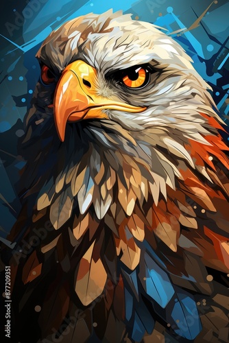 An eagle with a sharp beak and a scowling vector illustration, generative IA