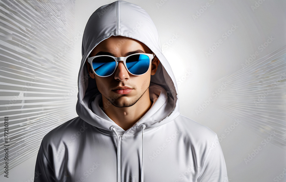 man in a hoodie and headphones, DJ concept