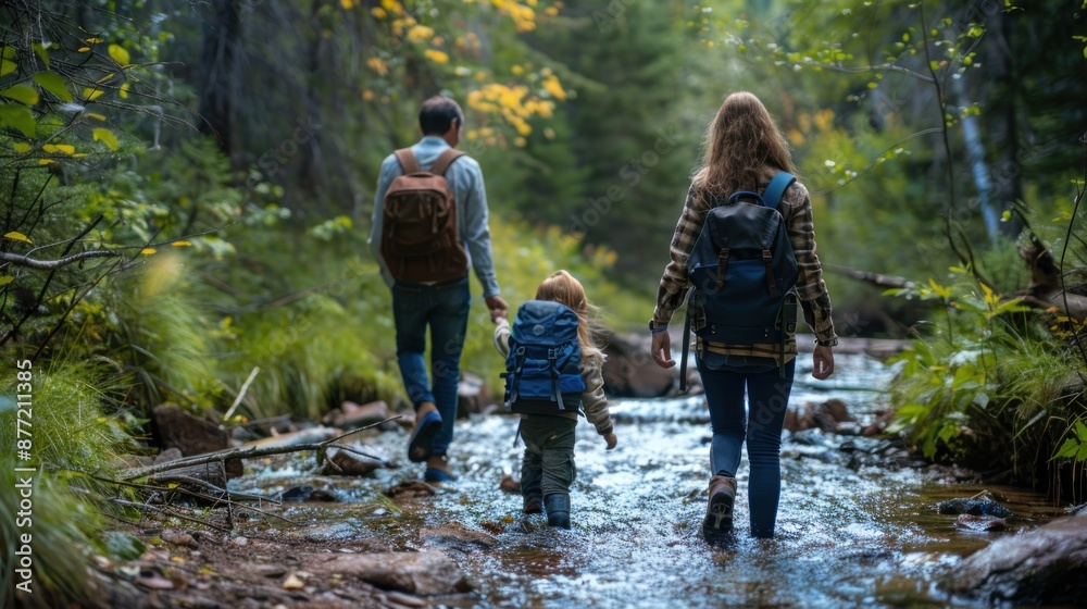Family Hike Through a Lush Forest Family Hike Through a Lush Forest