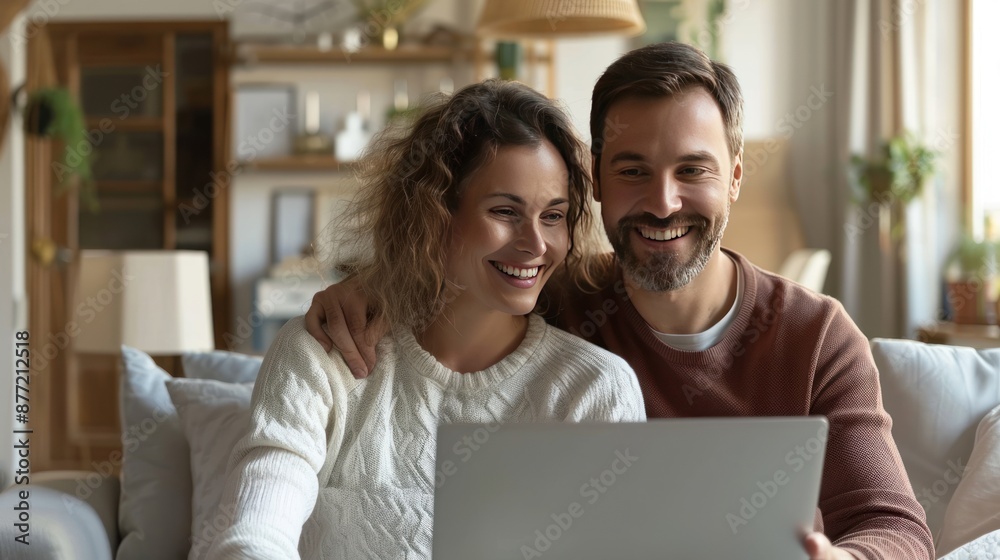 Happy Couple Enjoying a Moment Together on a Laptop Happy Couple Enjoying a Moment Together on a Laptop