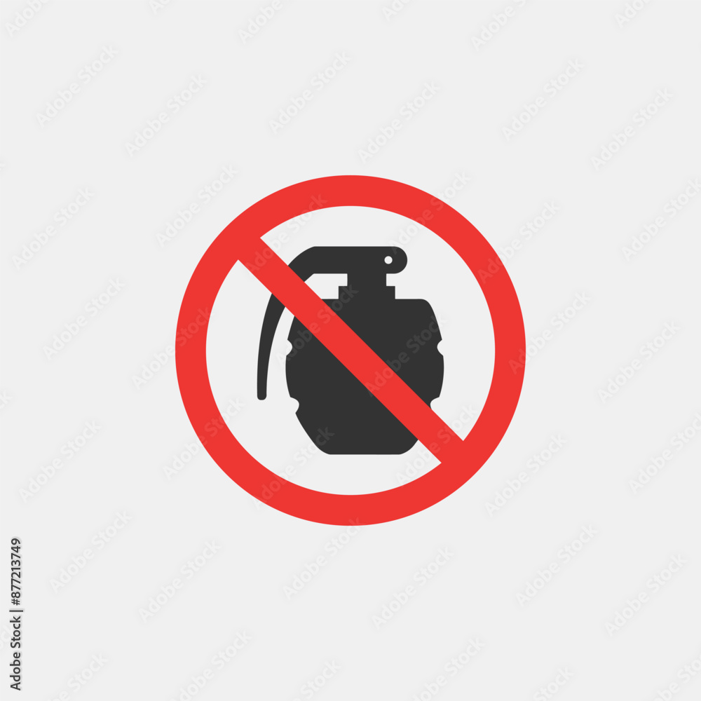 Red Stop Sign Military Weapon Collection. No War Symbol Silhouette Icon Red Stop Sign Military Weapon Collection. No War Symbol Silhouette Icon
