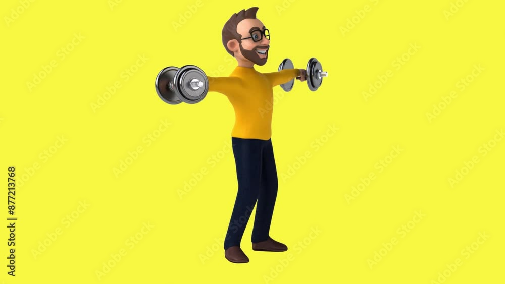 Fun 3D cartoon man lifting weights (with alpha channel included) Fun 3D cartoon man lifting weights (with alpha channel included)