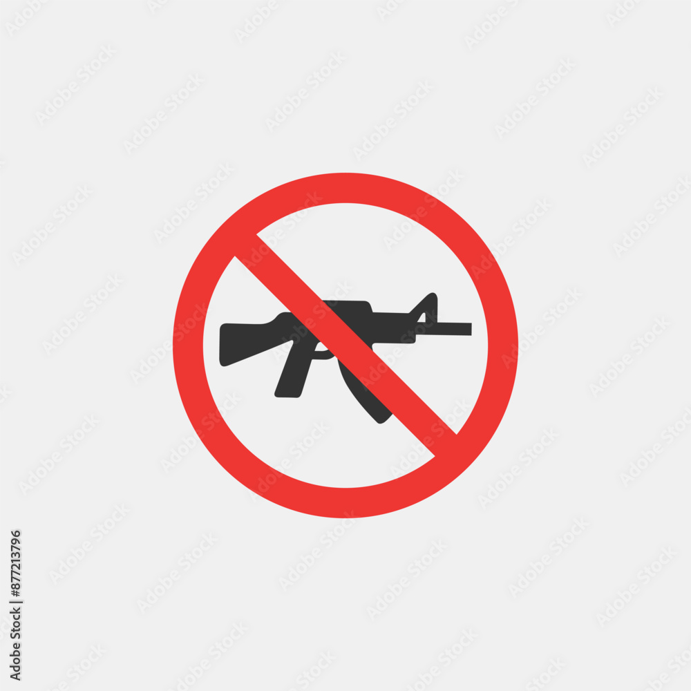 Red Stop Sign Military Weapon Collection. No War Symbol Silhouette Icon Red Stop Sign Military Weapon Collection. No War Symbol Silhouette Icon