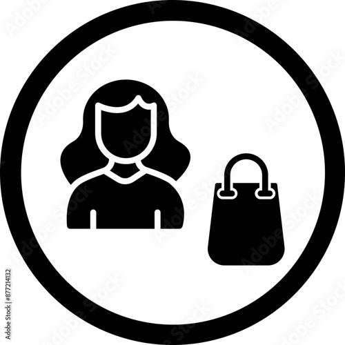 Woman Shopping Glyph Black Icon