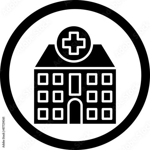 Hospital Glyph Black Icon