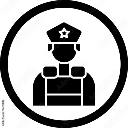 Riot Police Glyph Black Icon