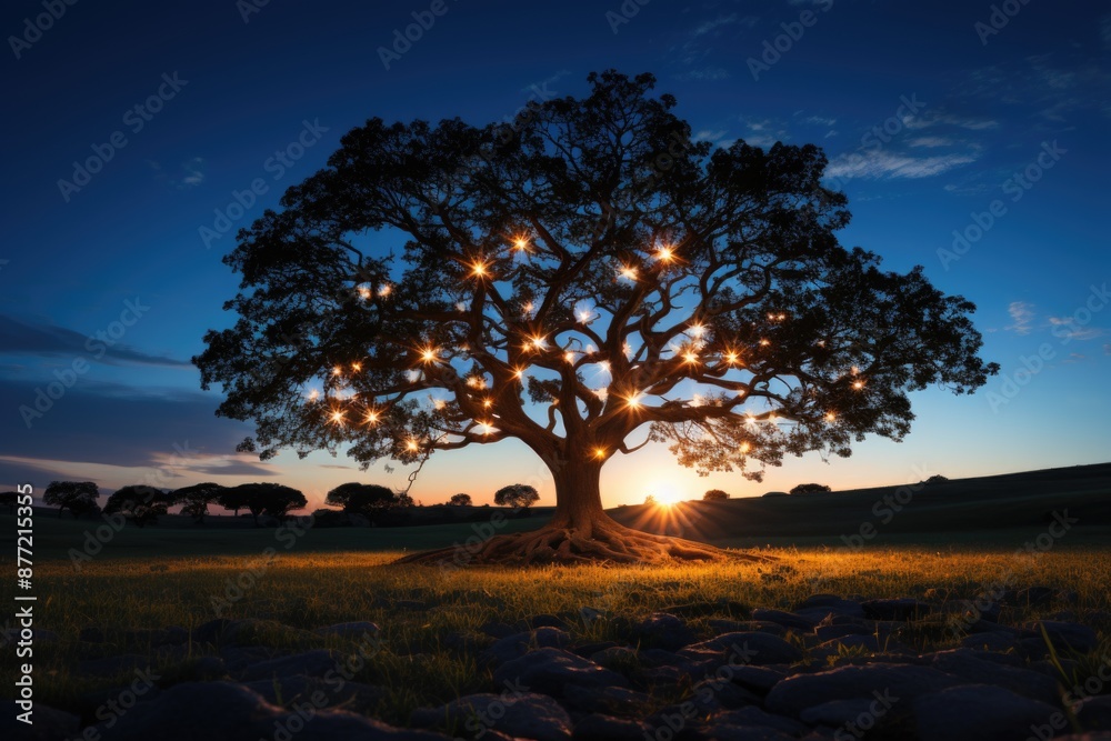 Beautiful tree of life sacred symbol prosperity and concept of growth illustrati, generative IA