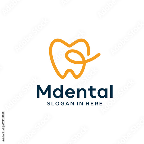 Minimalist dental care logo design with a line art style