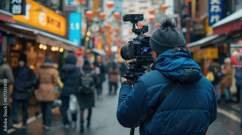 A journalist reporting live from a bustling city street, showcasing the dynamic field of news media, A journalist reporting live from a bustling city street, showcasing the dynamic field of news media,