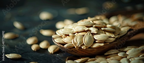 Pumpkin seeds are scattered...