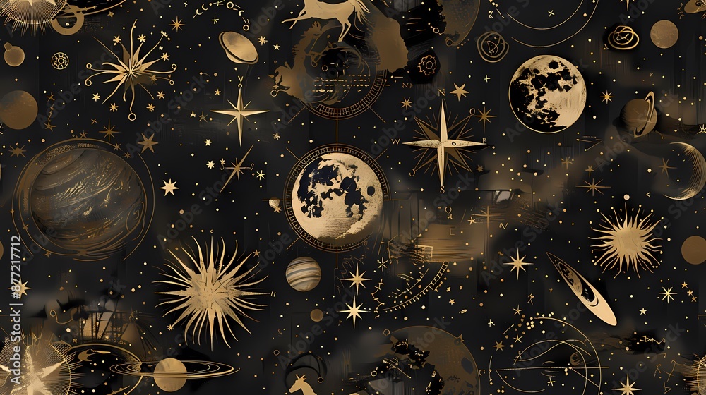 Celestial Tapestry: A Golden Universe