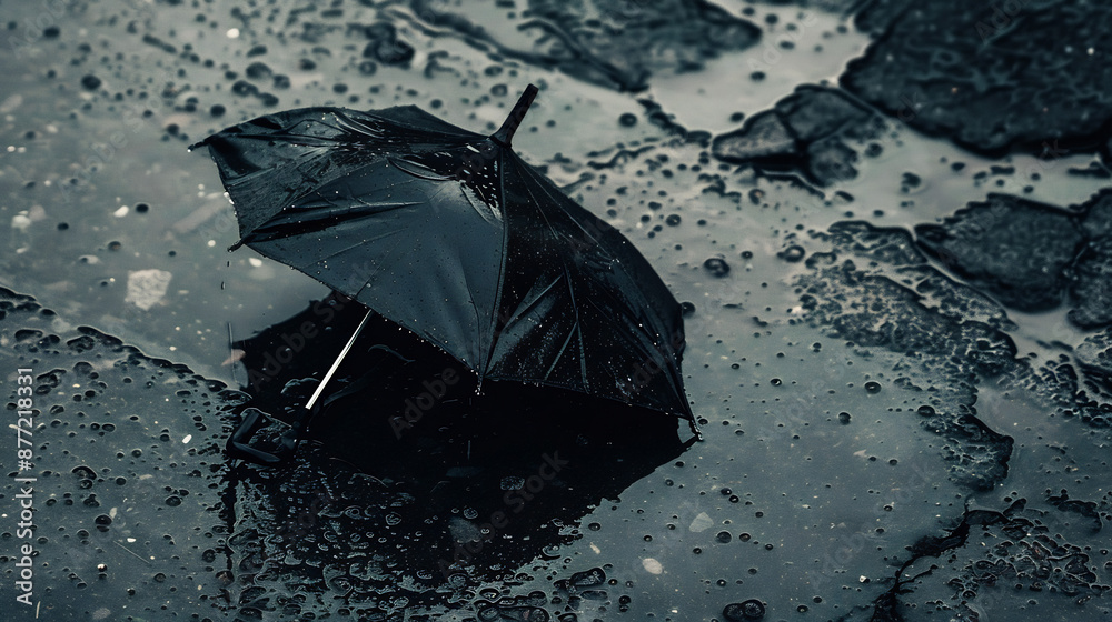 Broken Umbrella in the Rain Representing Vulnerability and Endurance ...