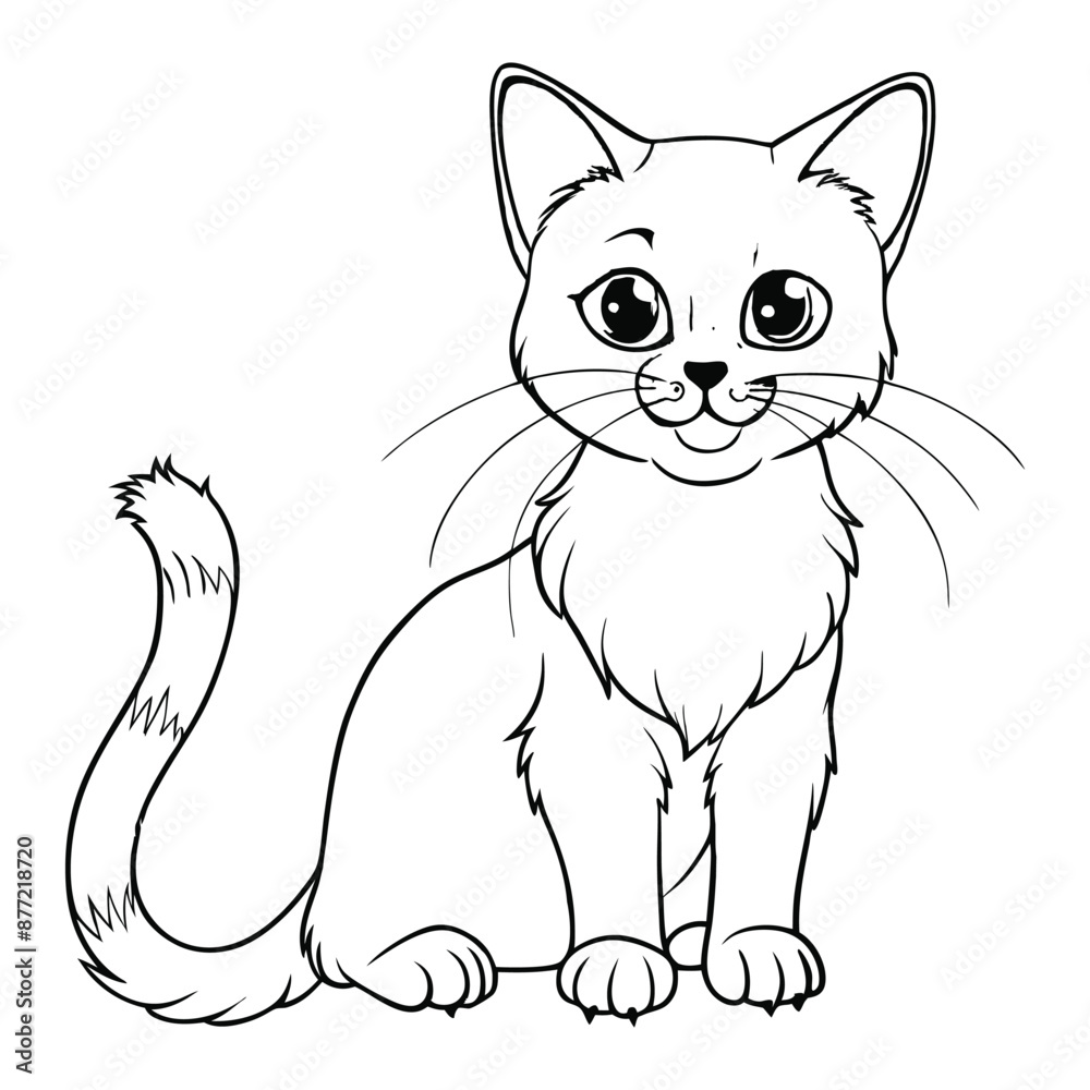 Siamese Cat Cartoon Animal Illustration BW Siamese Cat Cartoon Animal Illustration BW