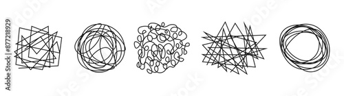 Circle round scribble abstract line chaos mind or psychology concept design vector
