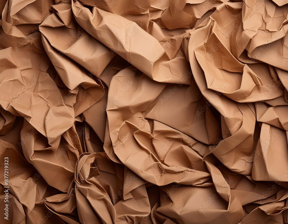 Brown crumpled paper as a background. Close-up. Brown crumpled paper as a background. Close-up.