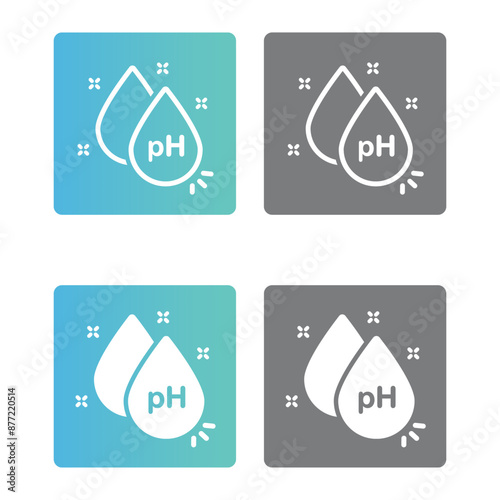 PH line icon with water drops - icon, vector. photo