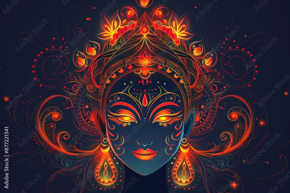 Detailed mystical illustration of a goddess with glowing elements and ornate patterns, embodying spiritual and divine energy. Detailed mystical illustration of a goddess with glowing elements and ornate patterns, embodying spiritual and divine energy.