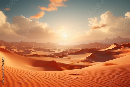 Sand desert dunes background forests 3D illustration illustration, generative IA