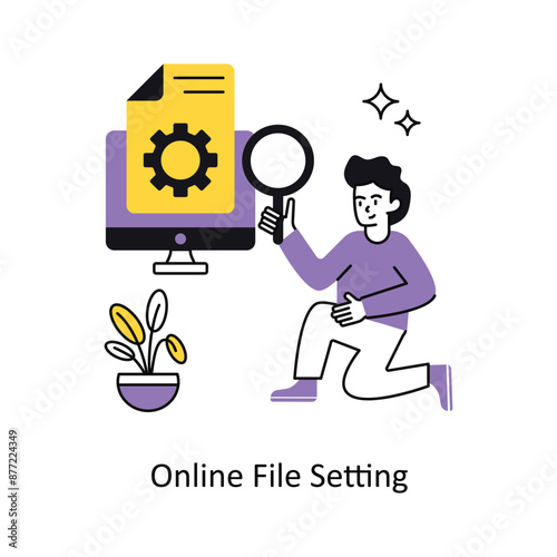 Online File Setting vector Flat Design illustration. Symbol on White background EPS 10 File