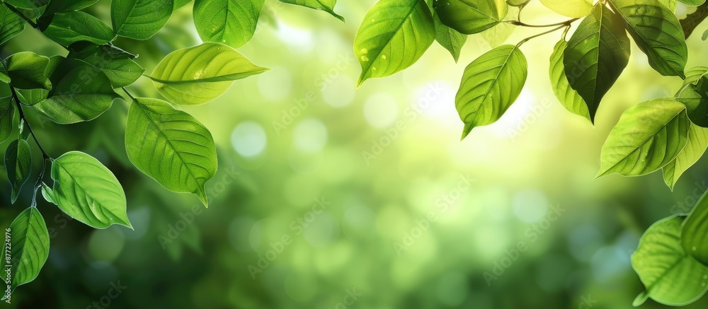 Blurry background featuring green leaves with ample copy space image Blurry background featuring green leaves with ample copy space image