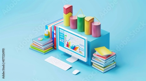 a computer with colorful objects on it © Vasile