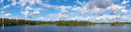 landscape with clouds on a forest lake