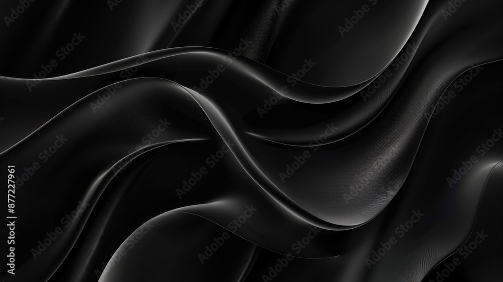 Fototapeta premium Black Wave. Luxurious Black Wave in Abstract Organic Background