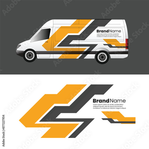 cargo van car body sticker design vector. freight forwarding company cargo van