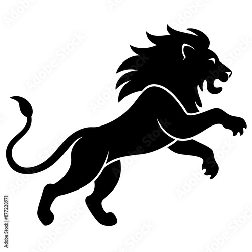 lion jumps icon vector silhouette vector art illustration © Merry
