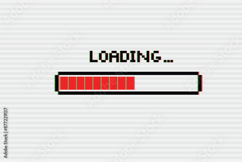 Pixel 8-bit Loading bar with glitch effect.