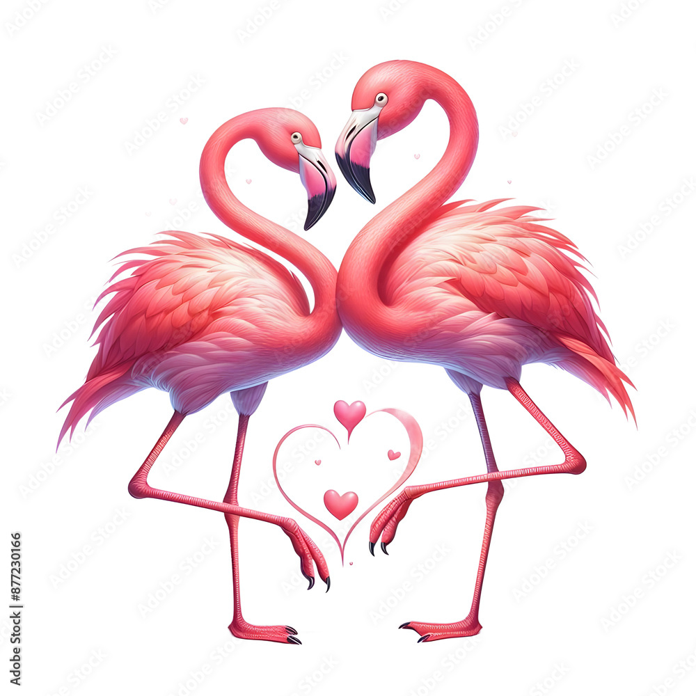 Obraz premium Flamingo Couple Making Heart Isolated on transparent Background with ultra layer