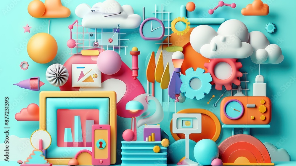 3D illustration of common design tools on white background. 3D illustration of common design tools on white background.