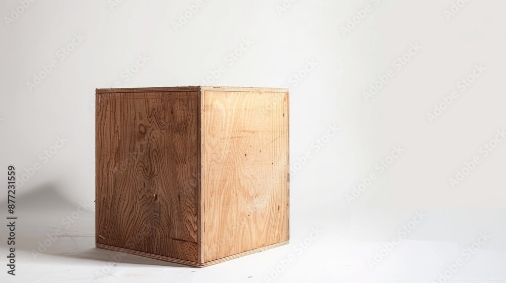 Plywood box against white backdrop Plywood box against white backdrop