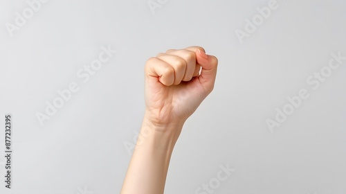 Woman's hand with fingers crossed, representing hope and aspiration, set against a clean white background, highlighting simplicity and clarity.