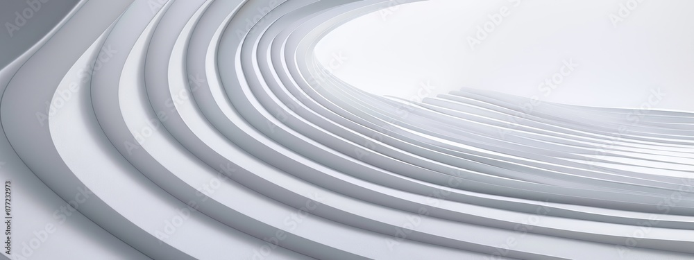 Fototapeta premium Abstract White Curved Lines, Minimalist Design